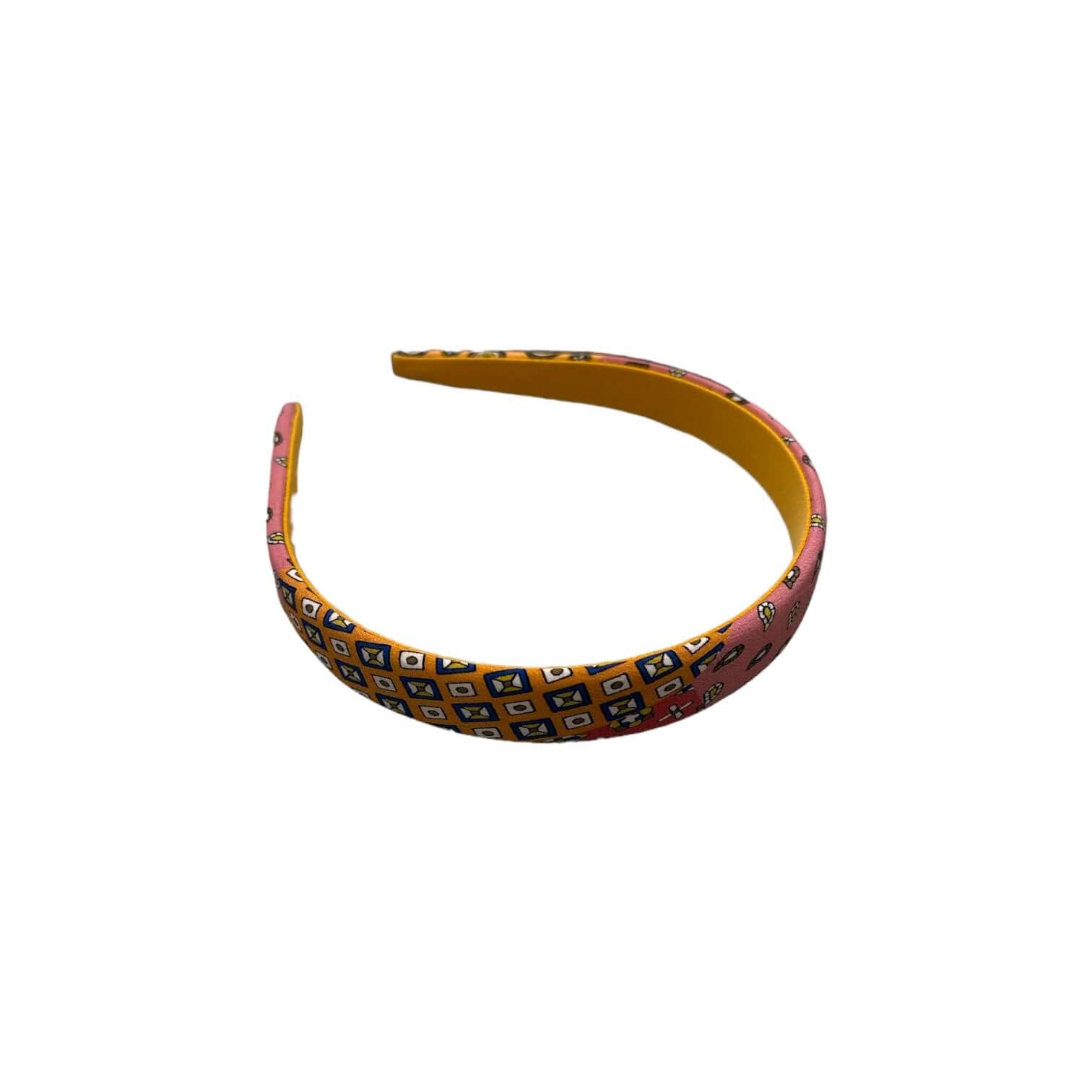 Cerchietto Medio Piatto in seta e poliestere, design piatto e colorato, accessorio elegante per ogni outfit.