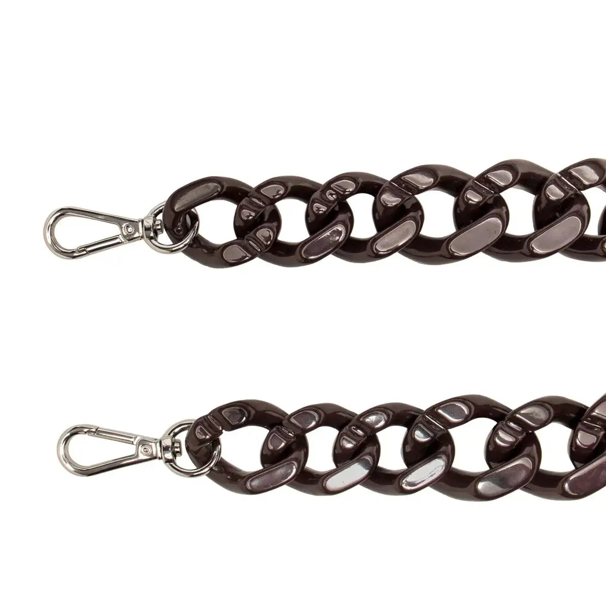 CATENA SHINY in resina, tracolla elegante con moschettoni in acciaio, misura 35 cm, perfetta per ogni look.