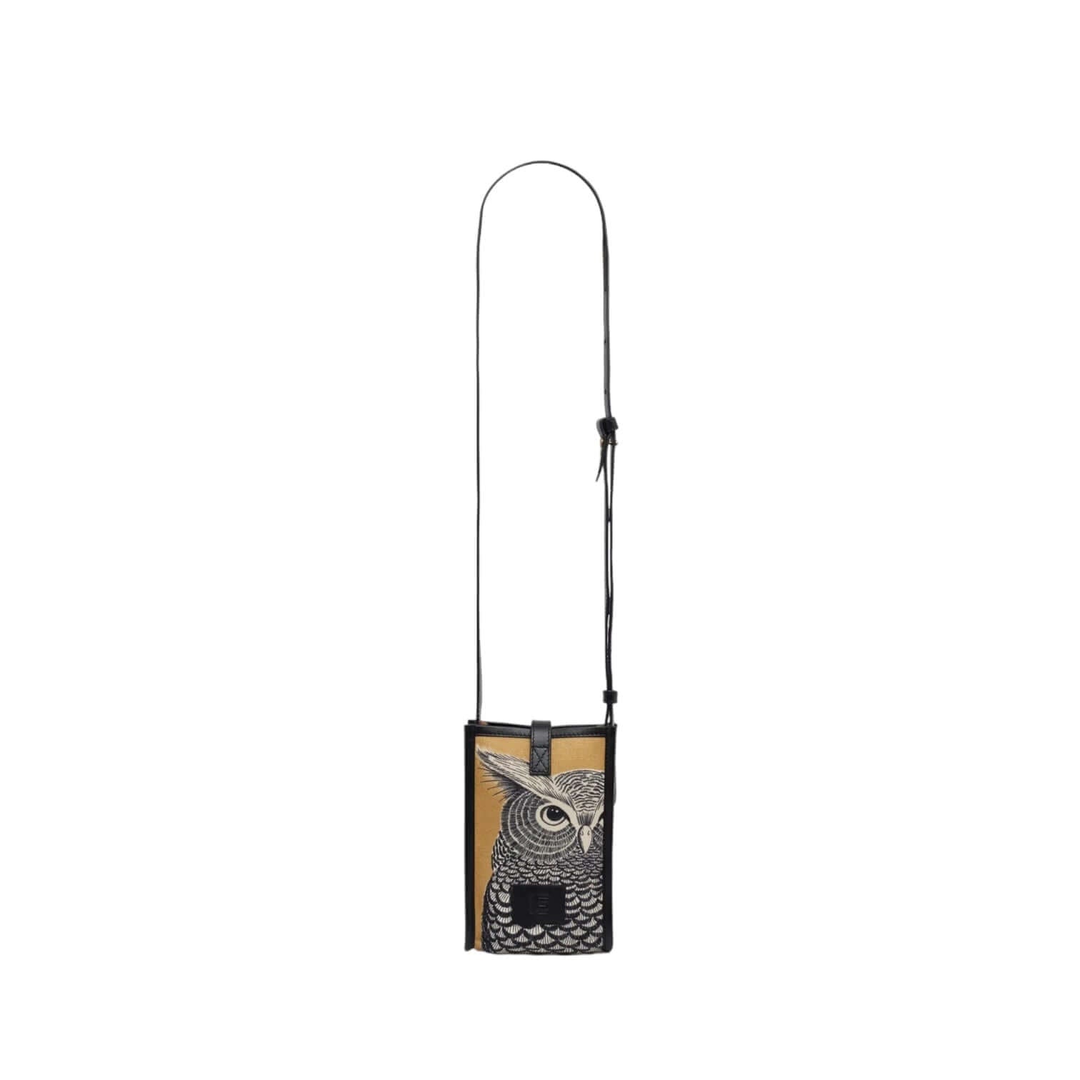 Borsa Porta Telefono con design di gufo, tracolla regolabile per cellulare e accessori, elegante e funzionale.