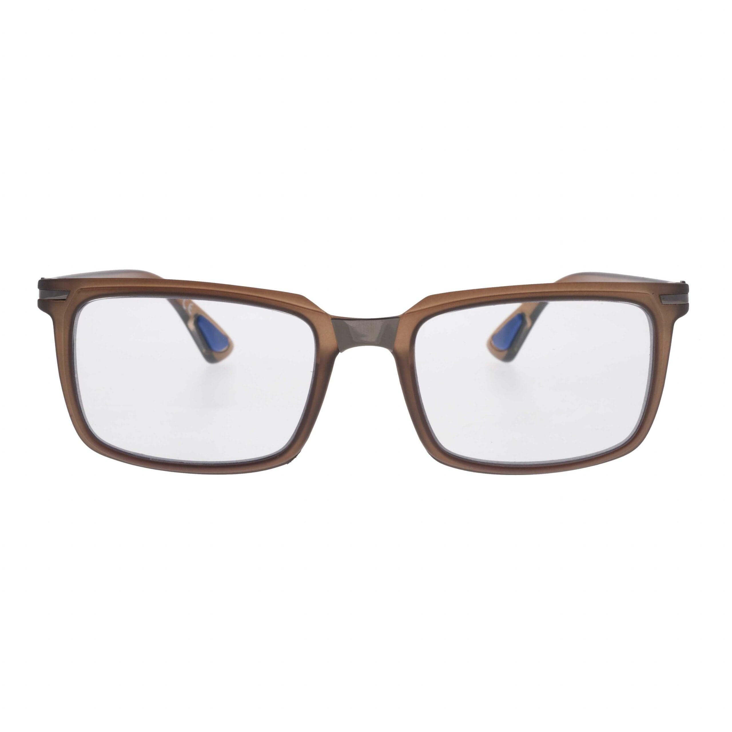 ARES C6 occhiali unisex con design architettonico in tonalità marroni ed eleganti lenti fotocromatiche.