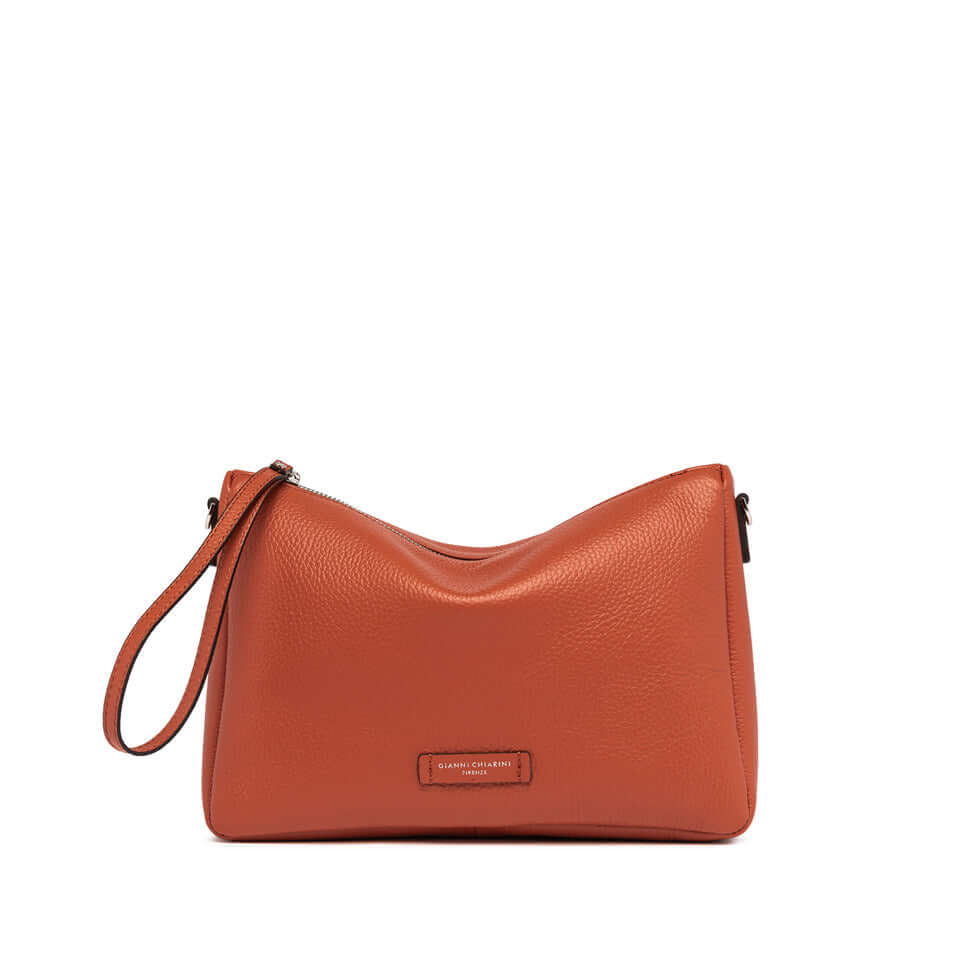 Nora Pouch by Gianni Chiarini, soft hammered leather bag with removable wrist strap and adjustable shoulder strap.