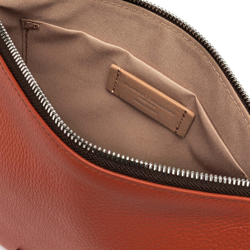 Interior view of the Nora Pouch by Gianni Chiarini showcasing the soft lining and zip closure.