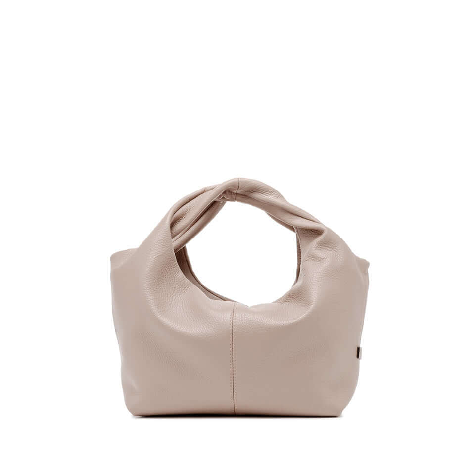 Agnese medium-size bag in grana dollaro with double handles and zip closure, perfect for hand or crossbody carry.