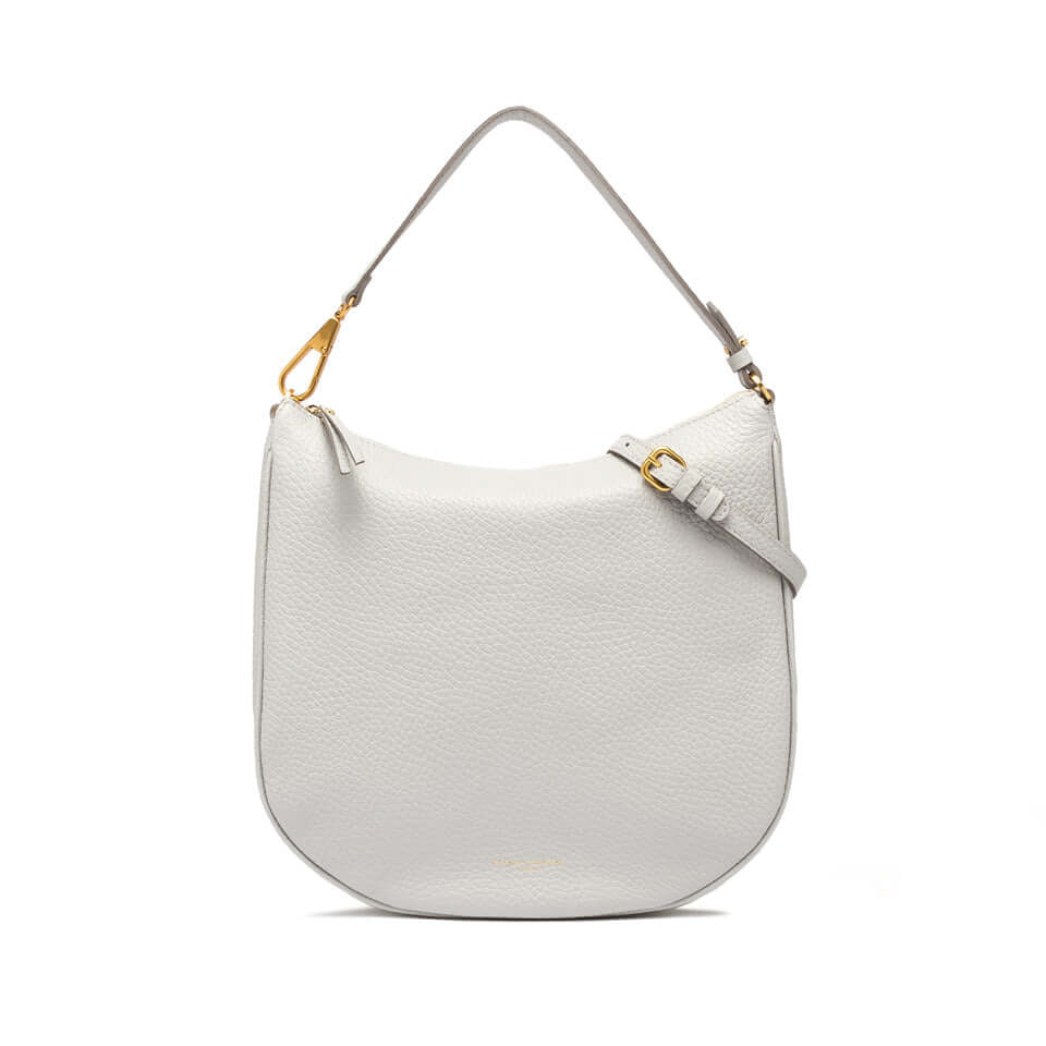 Brooke large shoulder bag in bubble leather with removable strap and zip compartments, dimensions 34x35x8 cm.