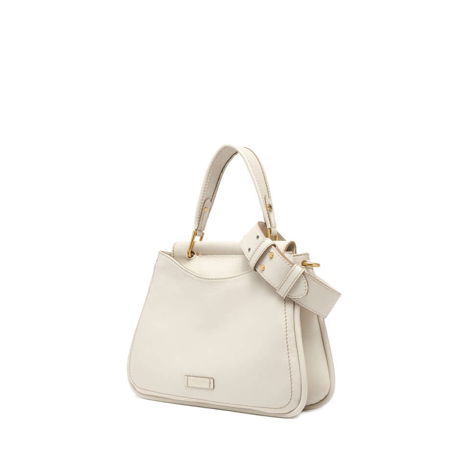 MAREA soft leather bag with top handle, hobo style, beige color, ideal for daily and night use, dimensions 35x23x7 cm.