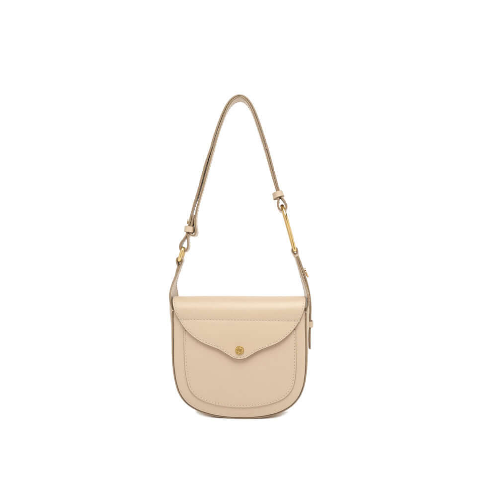 Sandy handbag by Gianni Chiarini in smooth leather with gold details, designed for shoulder and crossbody wear.