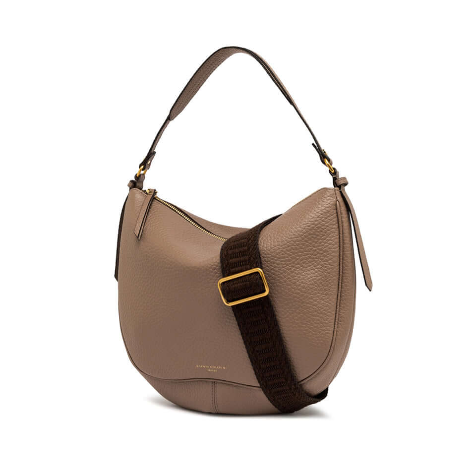 Borsa Chiara in pelle grana maxi, vintage chic, con tracolla removibile e chiusura a cerniera.