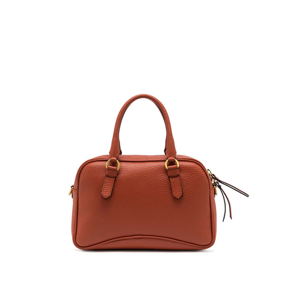 Bag Chiara in brown maxi grain leather with double handles and zipper, stylish and functional.