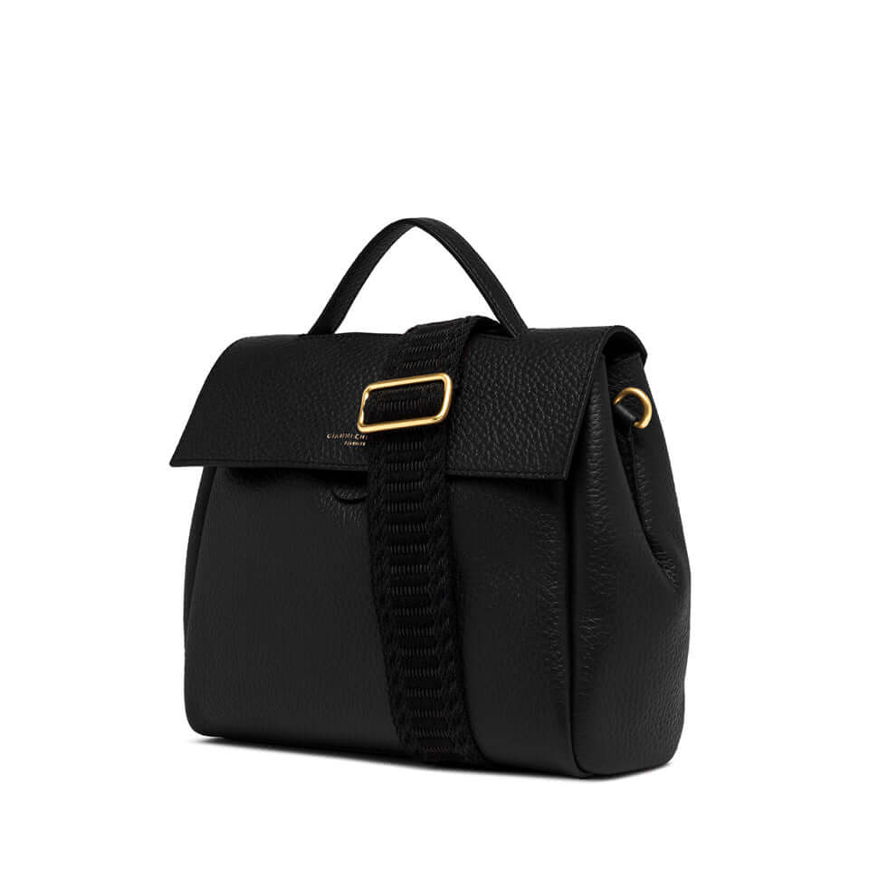 Borsa a cartella Clio di Gianni Chiarini in pelle nera con chiusura e tracolla regolabile, perfetta per look casual.