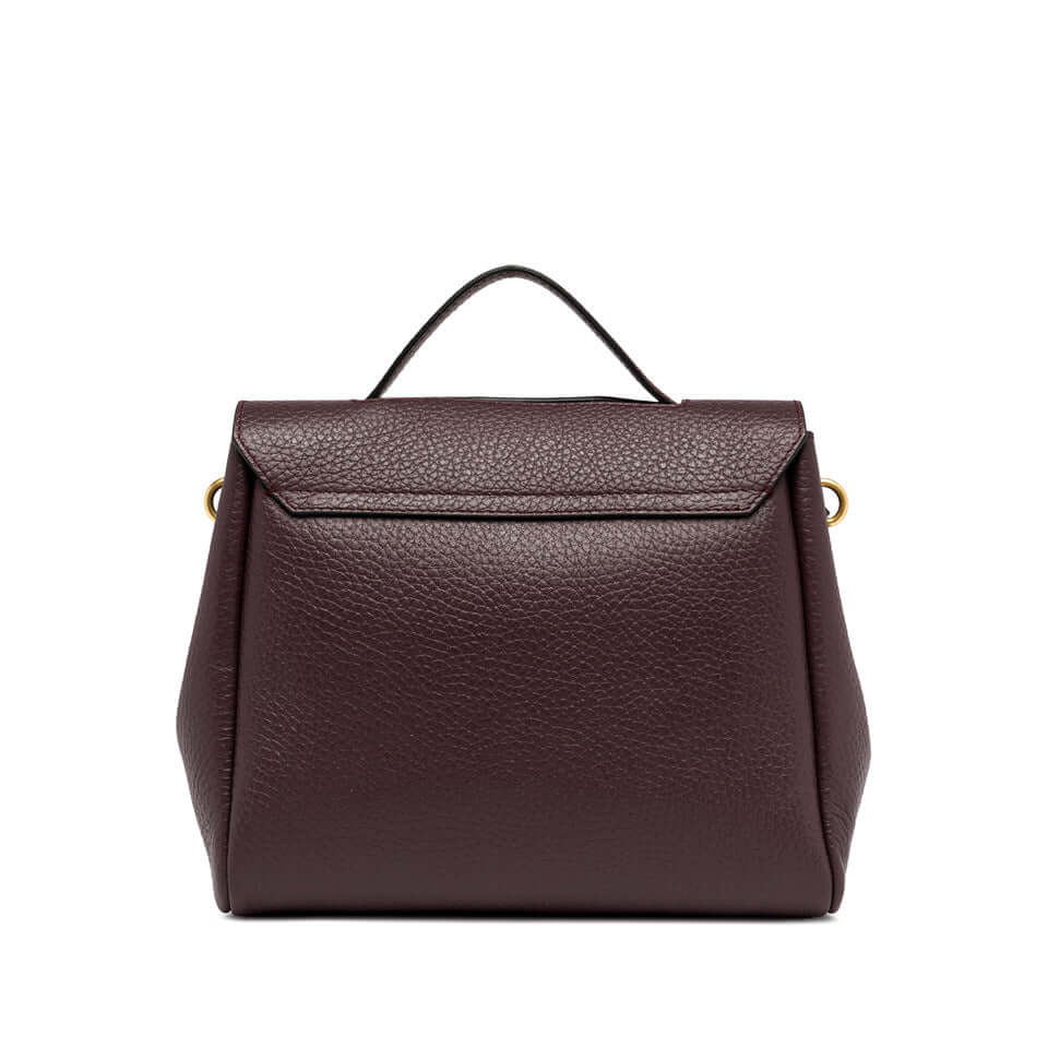 Borsa a cartella Clio di Gianni Chiarini in pelle grana maxi color bordeaux, con manico e tracolla regolabile.