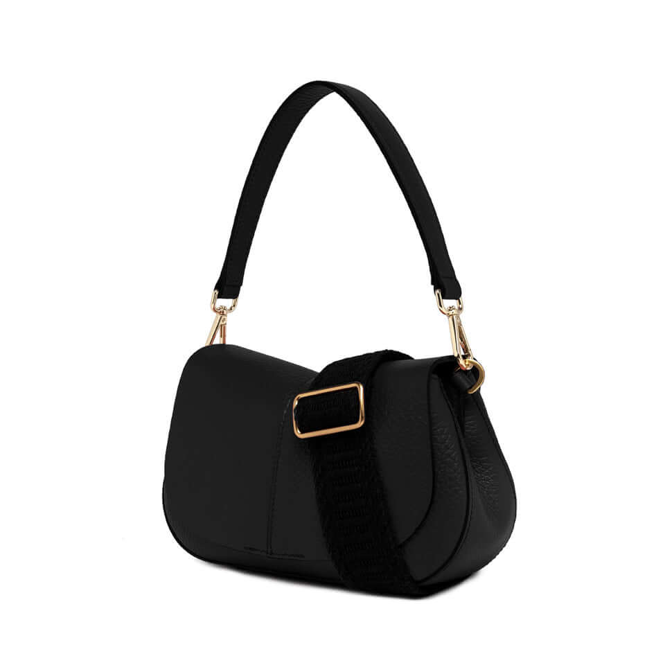 Black Helena Round handbag by Gianni Chiarini, featuring a structured design and adjustable straps.