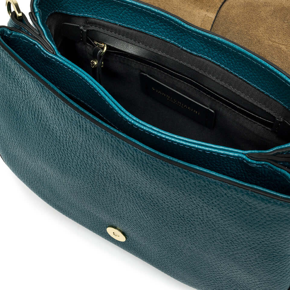 Internal view of Gianni Chiarini Helena Round bag showcasing double compartments and stylish lining.