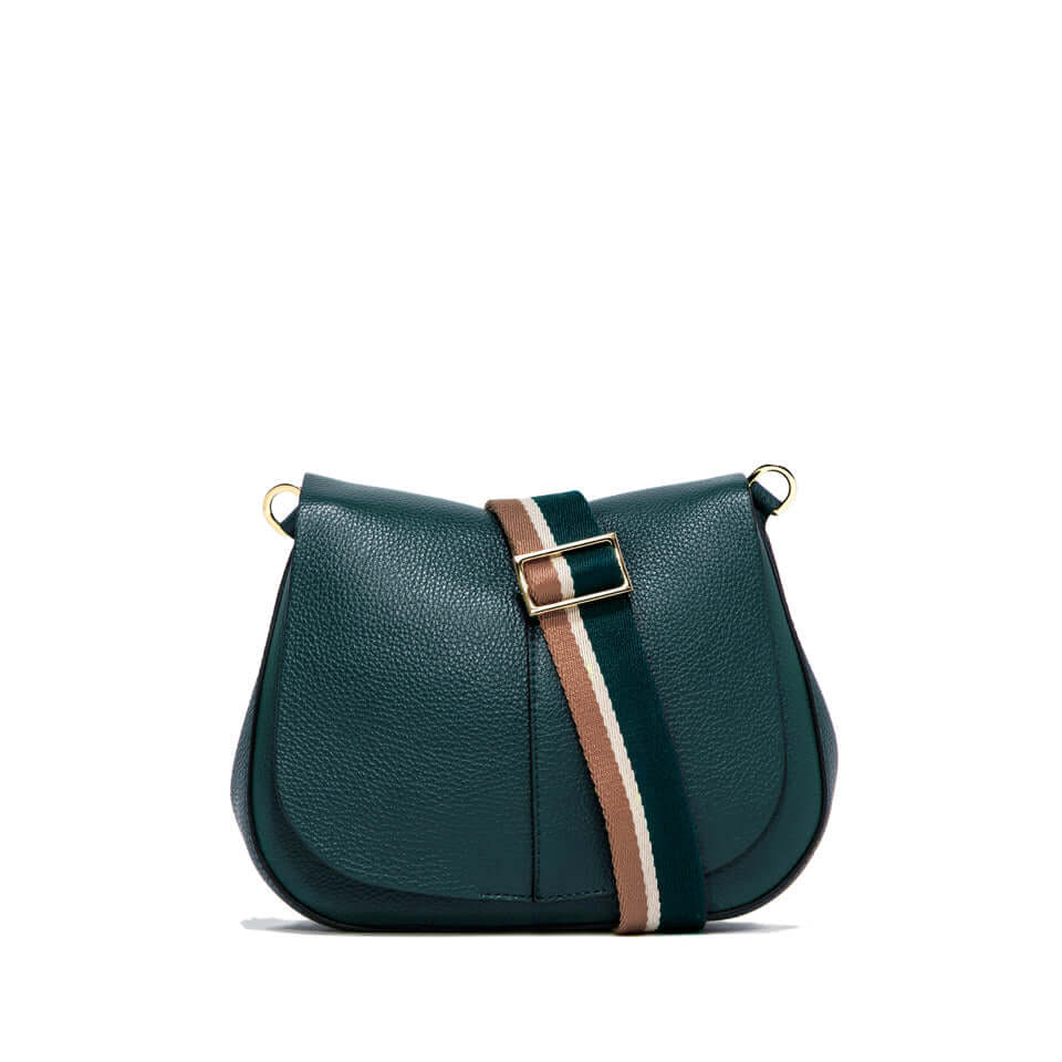 Helena Round by Gianni Chiarini: chic structured green leather bag with adjustable strap.