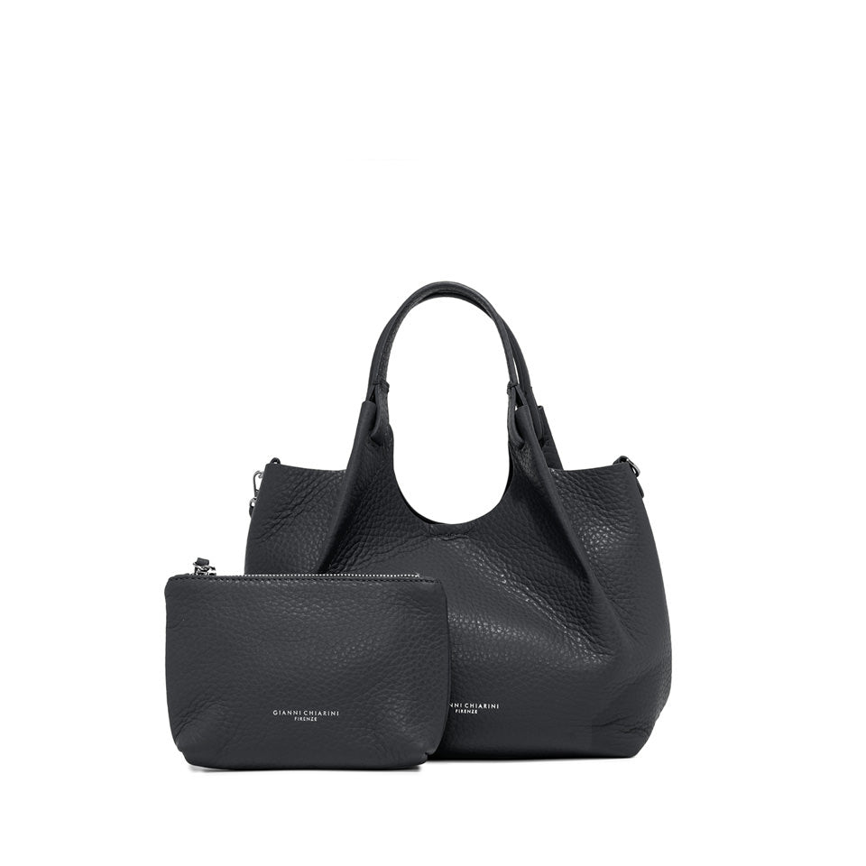 DUA minibag by Gianni Chiarini in soft double-grain leather with detachable pouch, perfect for practical use.