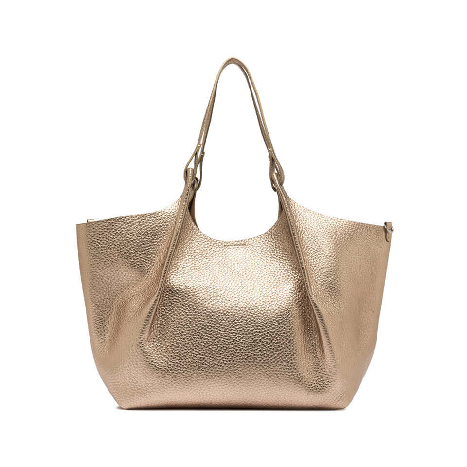 Borsa DUA di Gianni Chiarini in pelle bubble double con texture unica, pratica e stilosa, dimensioni 34x38x16 cm.