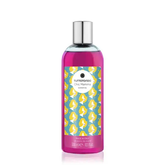 Chic Mamma shower gel by Tuttotondo, 300ml bottle with colorful design, made in Italy.