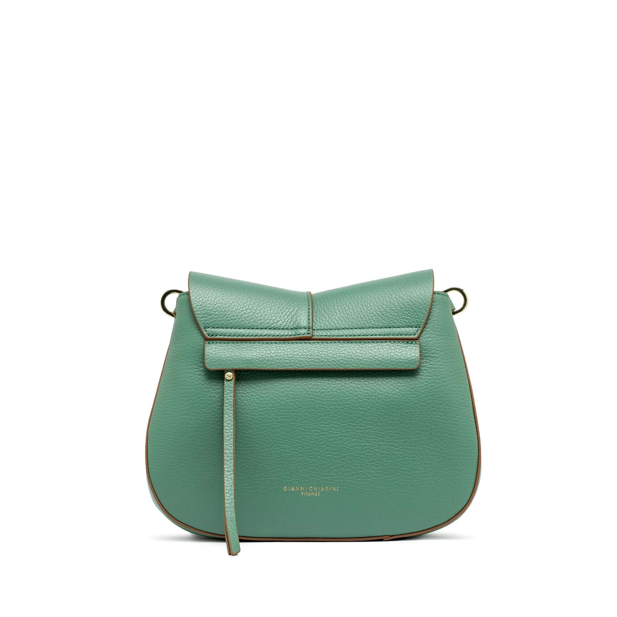 Green Helena Round bag by Gianni Chiarini Firenze, crafted in structured hammered leather with chic design.