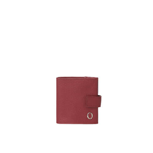 Portamonete Micron in pelle martellata rossa, chiusura sicura e design elegante firmato Orciani.