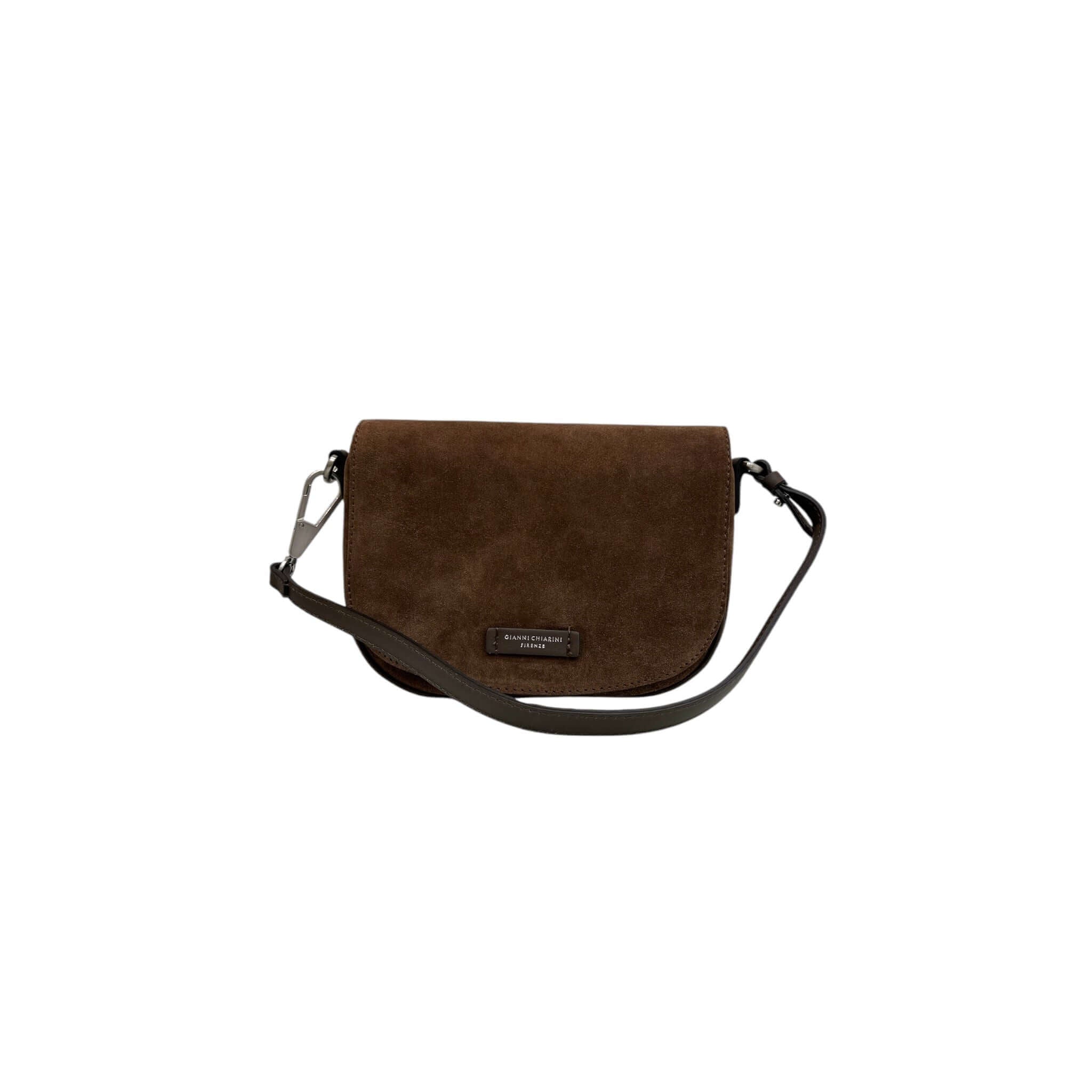 Borsa Brooke in pelle scamosciata marrone con tracolla in tono su tono di Gianni Chiarini.