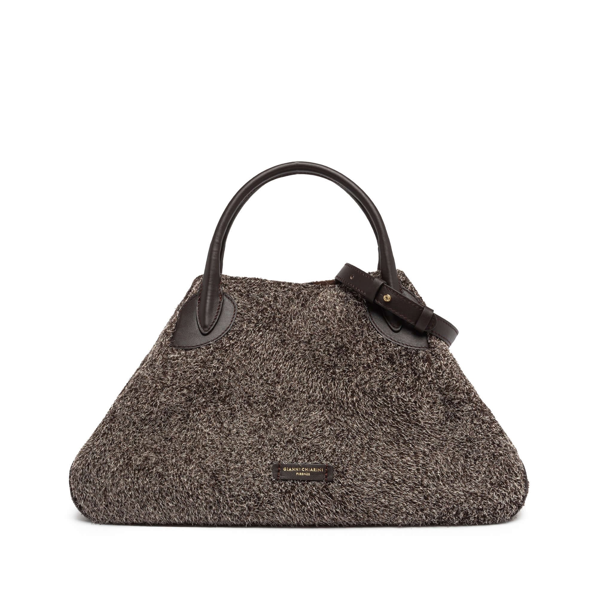 Borsa Judy di Gianni Chiarini in morbida pelle scamosciata, con tracolla in pelle e tasca interna multiuso.