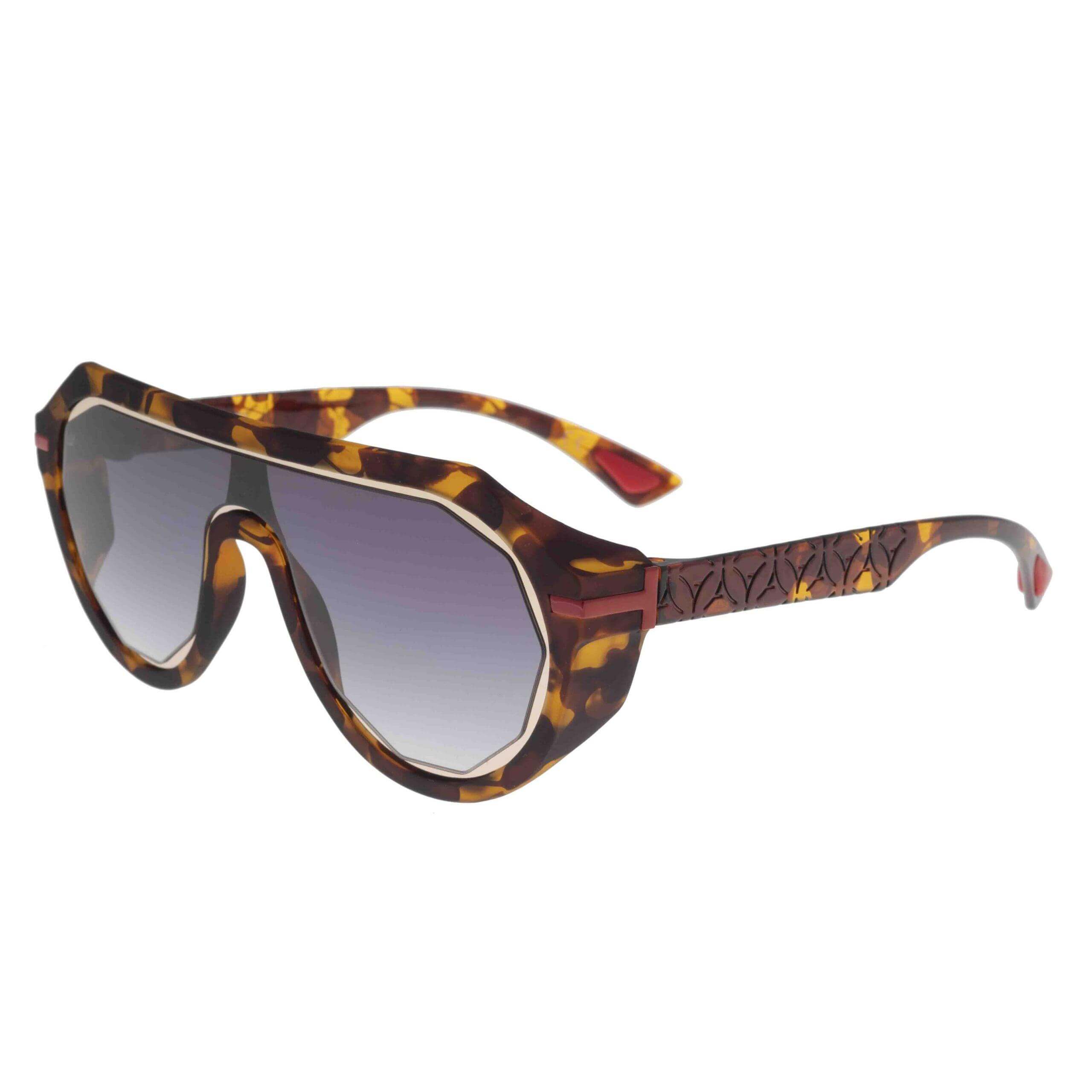 Sunglasses LION XS C5 from the Happy collection, featuring bold lines and an oversized design in tortoiseshell pattern.