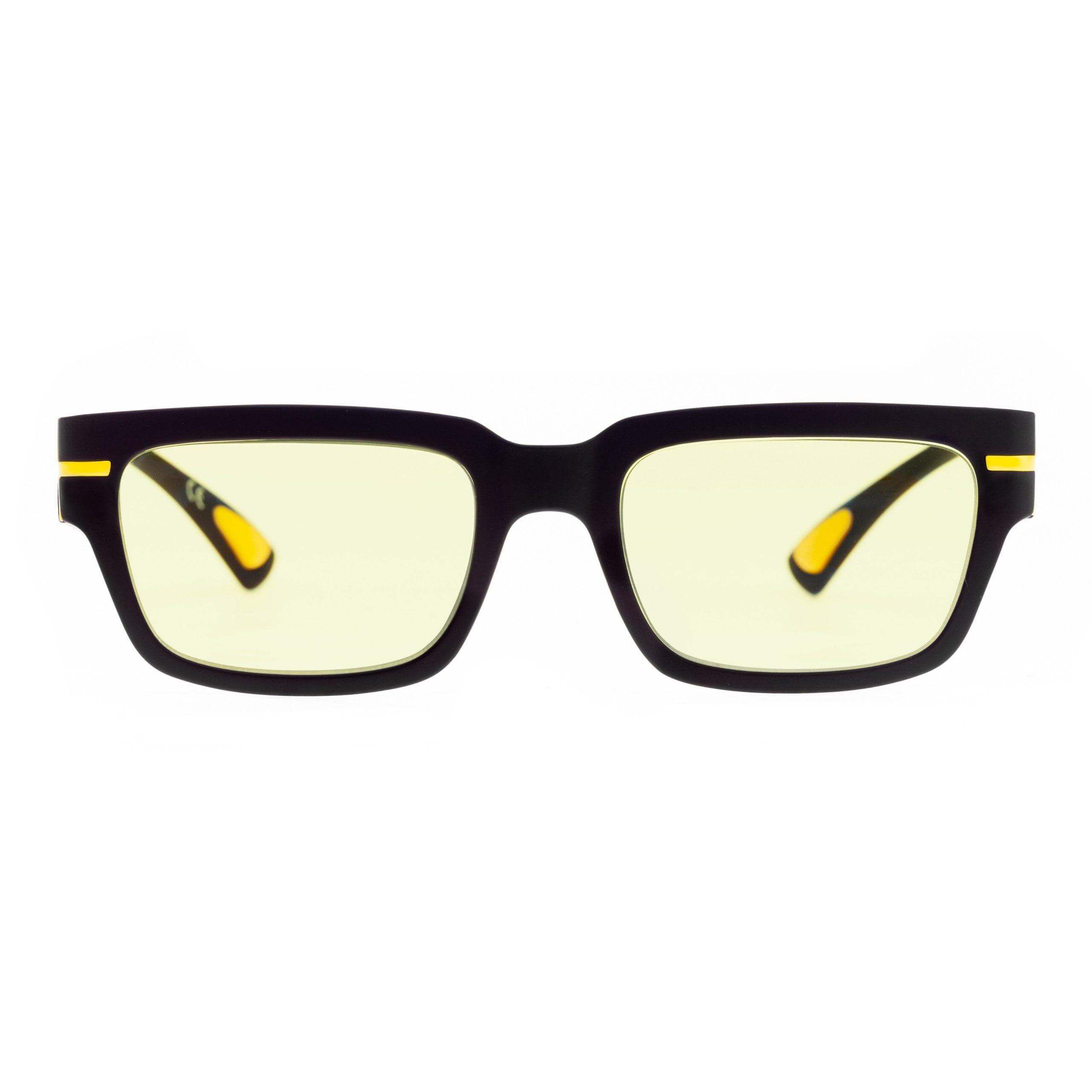 MARLON C3 occhiali da sole da uomo neri con dettagli gialli, stile retrò e lenti fotocromatiche