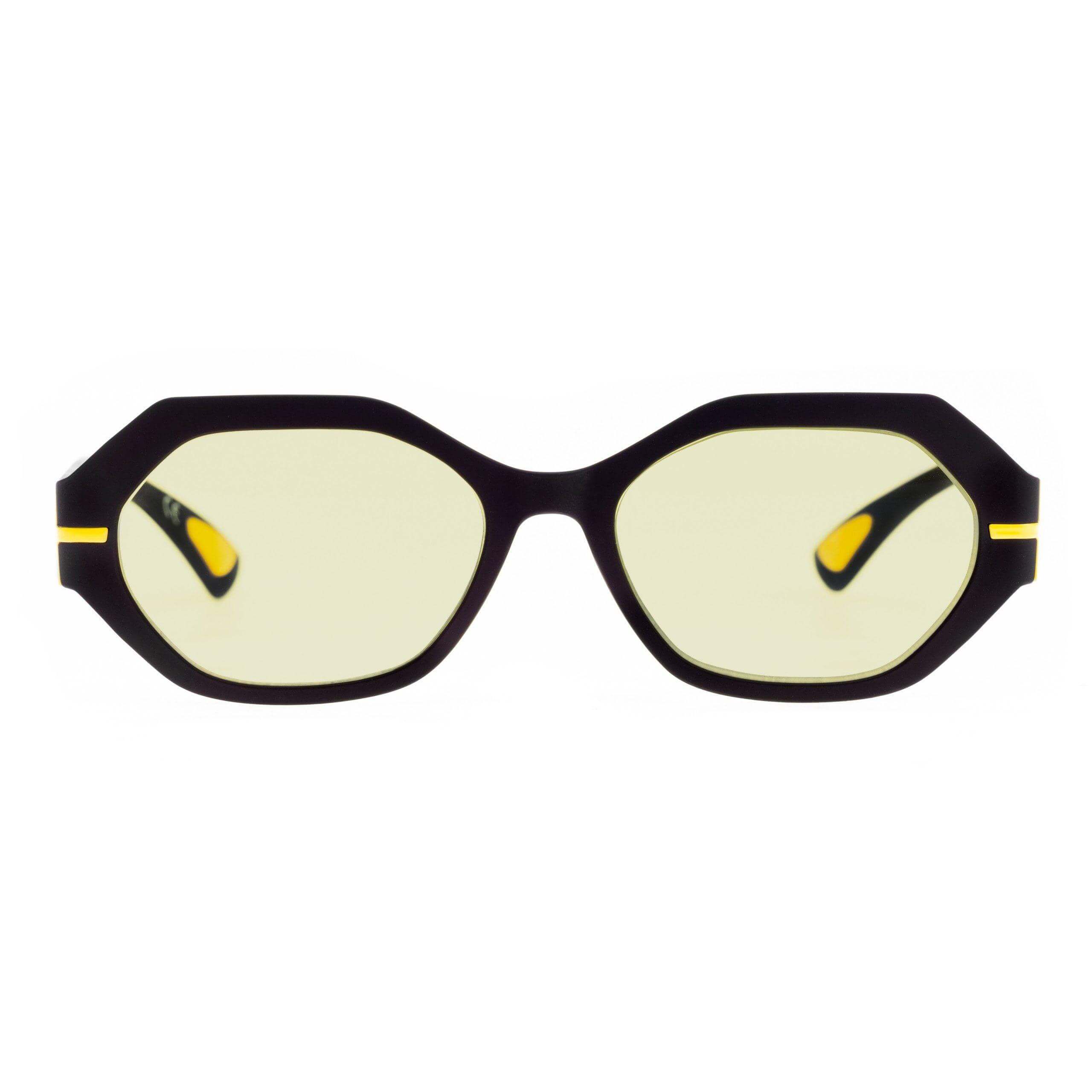 Occhiali da sole MERYL C3 con montatura nera e lenti gialle fotocromatiche Blue Block.