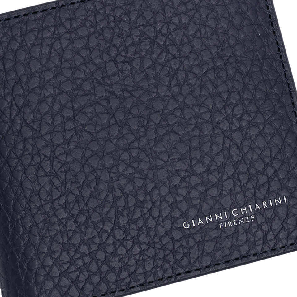 Portafoglio in pelle Gianni Chiarini nero, texture grana maxi, marchio Firenze, elegante e pratico per ogni giorno.