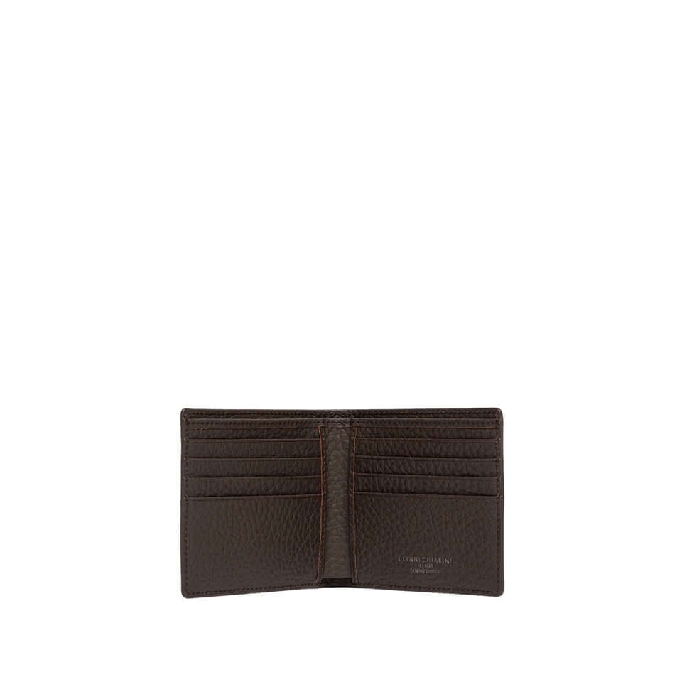 Portafoglio in pelle grana maxi di Gianni Chiarini con scomparti per carte e fessura per banconote.