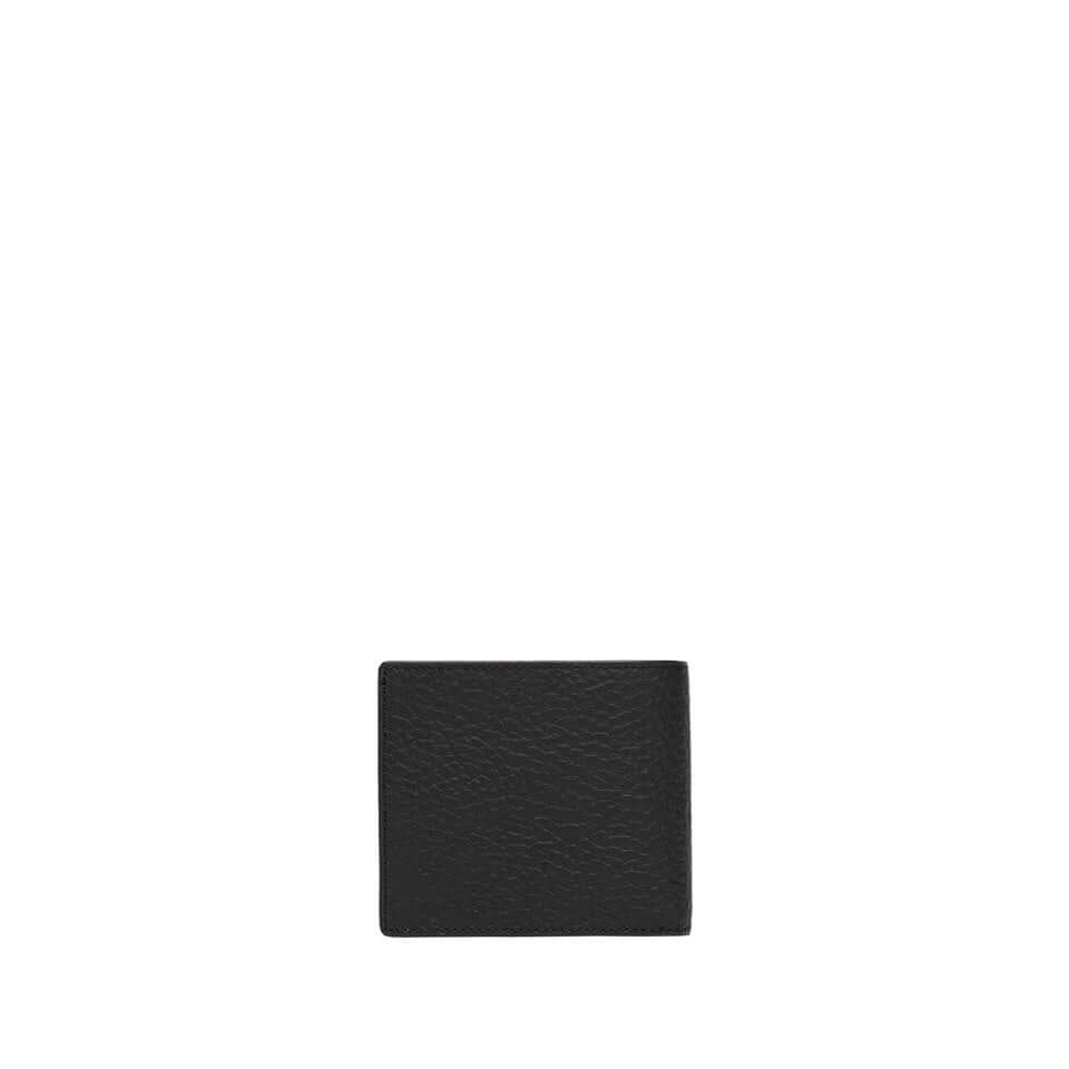 Portafoglio in pelle grana maxi, pratico ed elegante, colore nero, dimensioni 10x8x2 cm.