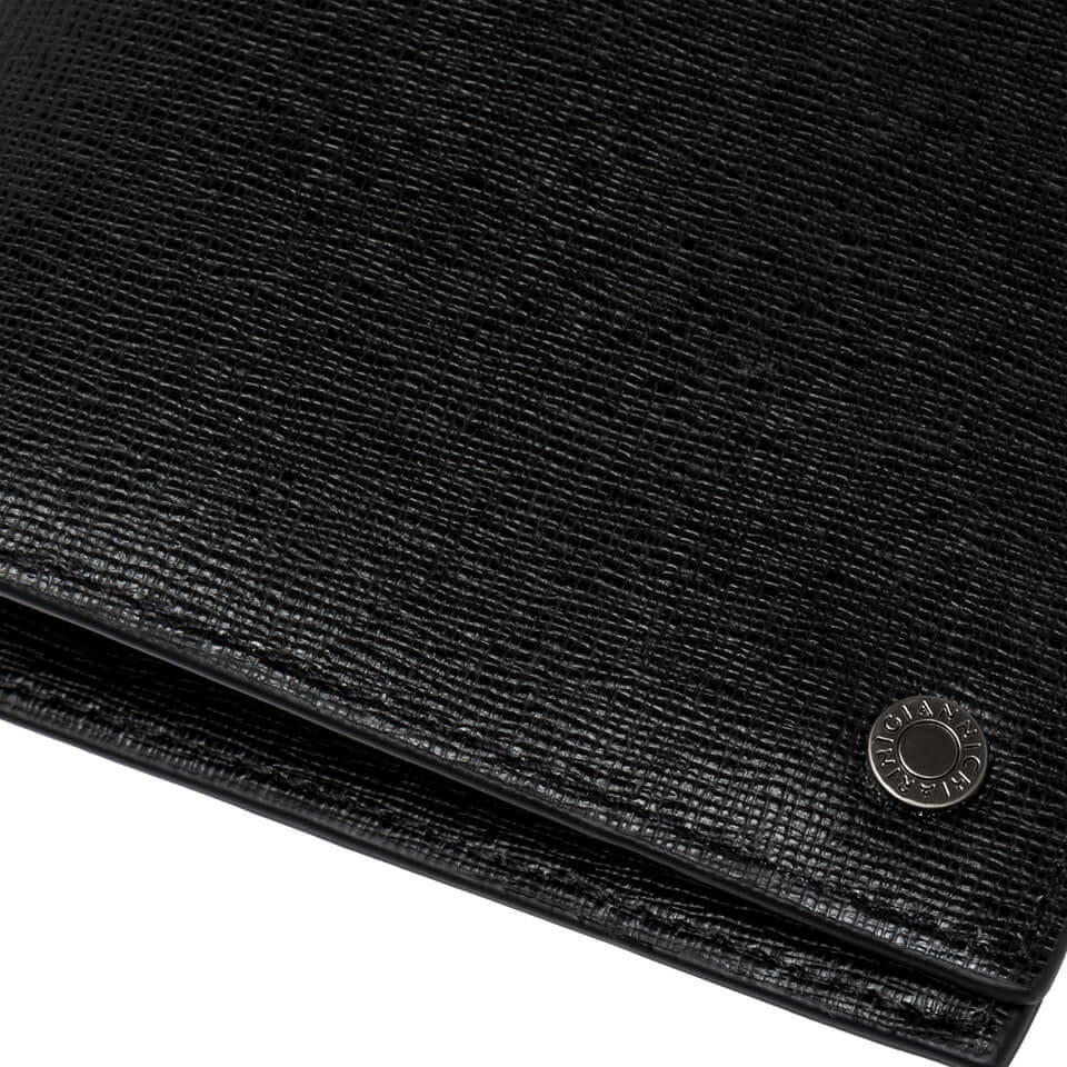 Elegante portafoglio in pelle nera, made in Italy, con scomparti per banconote e carte.
