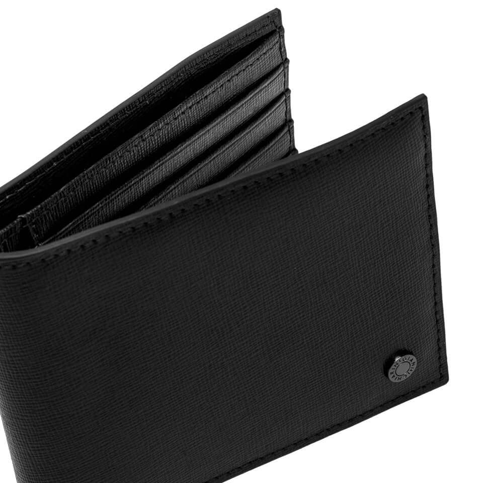 Portafoglio in pelle di alta qualità con scomparti per banconote e carte, realizzato in Italia.