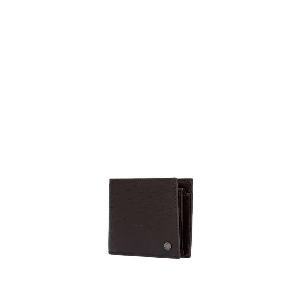 Portafoglio in pelle Made in Italy, con scomparto per banconote e otto scomparti per carte, colore marrone.
