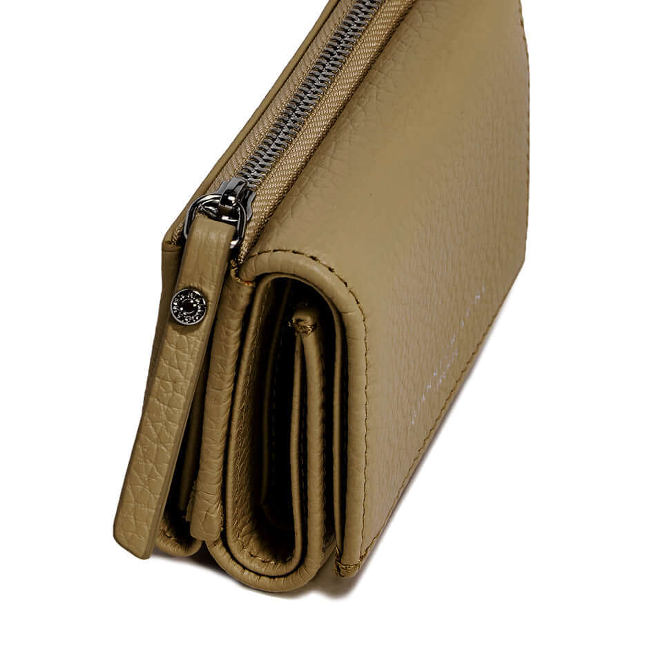 Gianni Chiarini Firenze grain wallet in soft textured leather, compact design with zip and snap button closure.