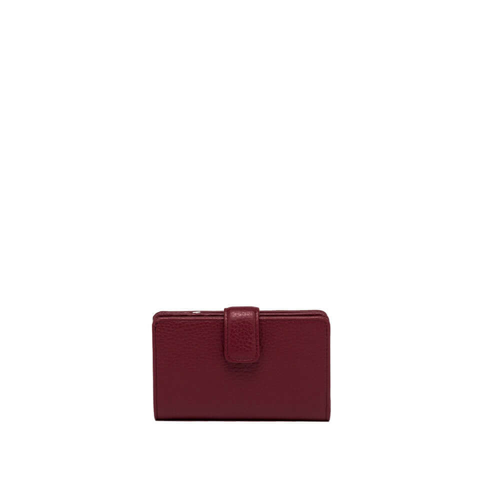 WALLETS DOLLARO by Gianni Chiarini, burgundy leather wallet with button closure and multiple pockets, dimensions 13.5x8.5x3 cm.