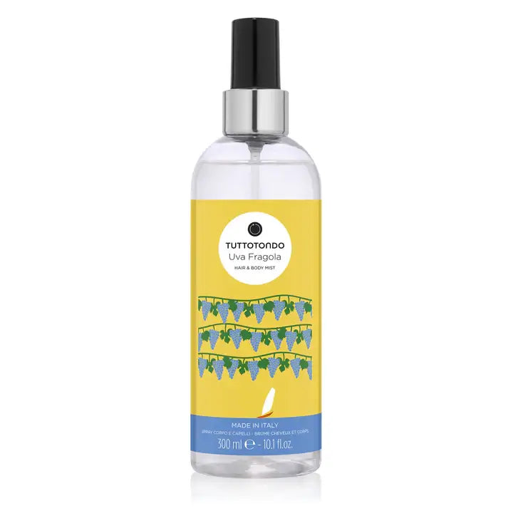 Uva Fragola Hair & Body Mist, 300ml, alcohol-free spray for refreshing and hydrating body and hair.