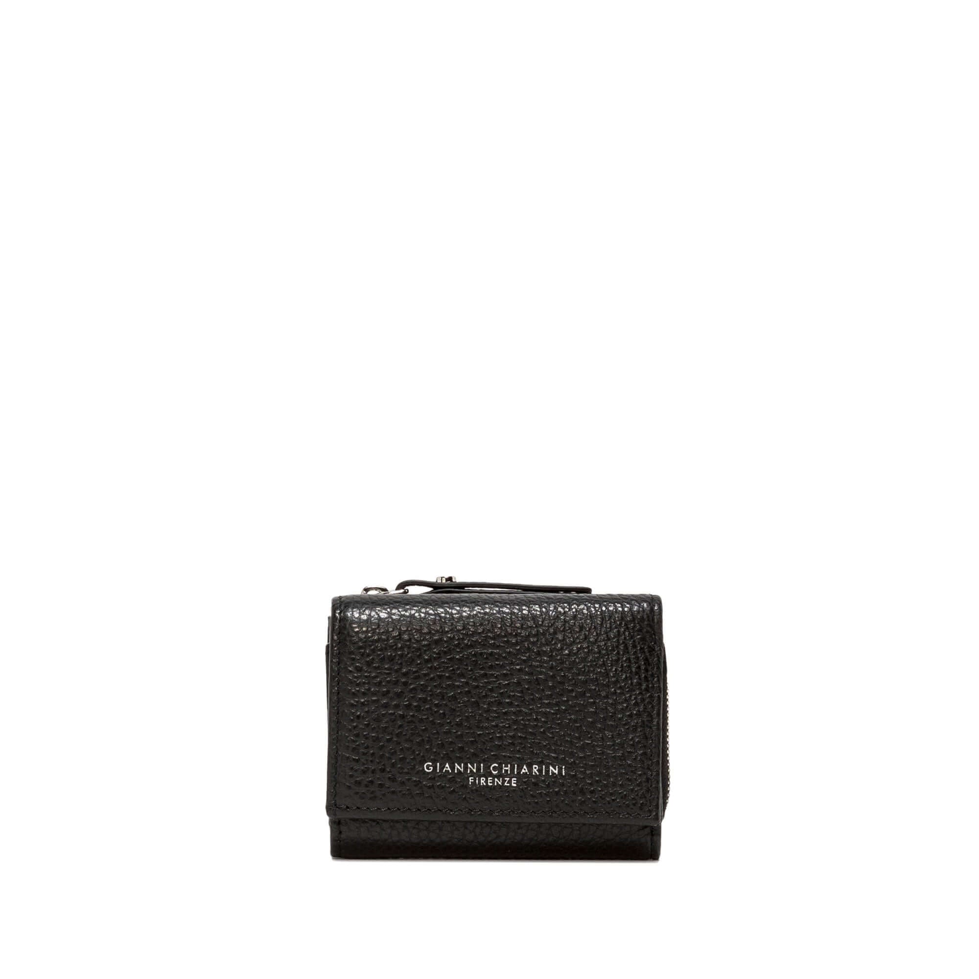 Elegant Gianni Chiarini Firenze grain leather wallet with zip and button closure, compact design for easy carry.