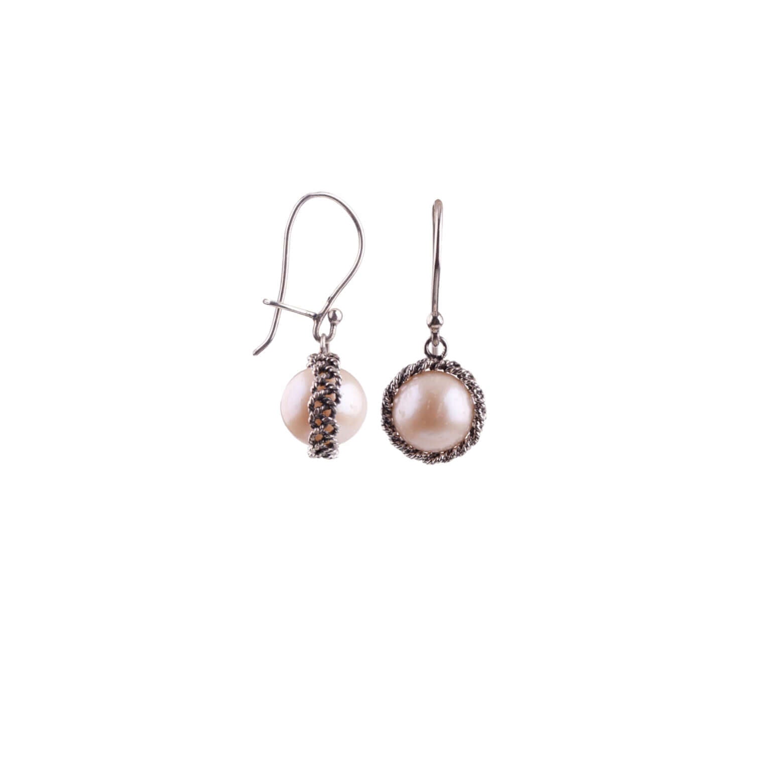Orecchini a Goccia in argento sterling con perla bianca, realizzati a mano, lunghezza 3 cm, nickel free.