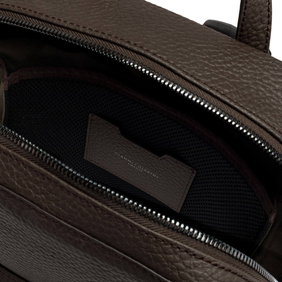 Interior view of the FLORENCE Gianni Chiarini backpack, showcasing clean lines and premium maxi grain leather design.