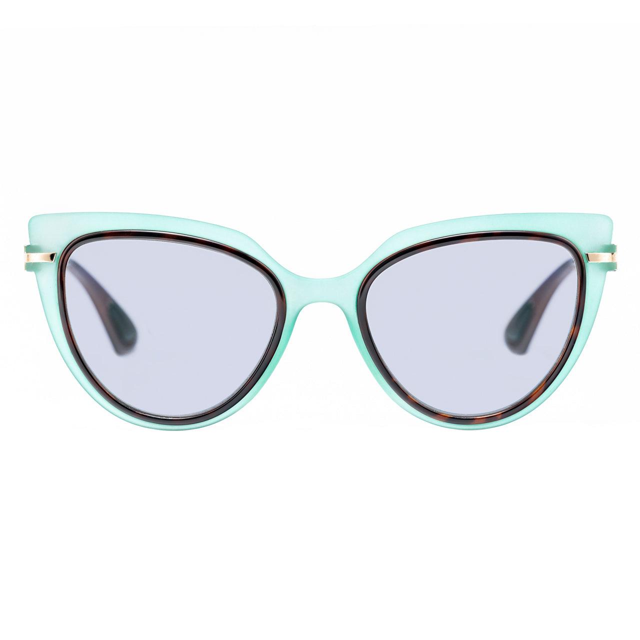 DADO C73 - occhiali da sole cat-eye in acetato blu con lenti grigie, elegante e alla moda.