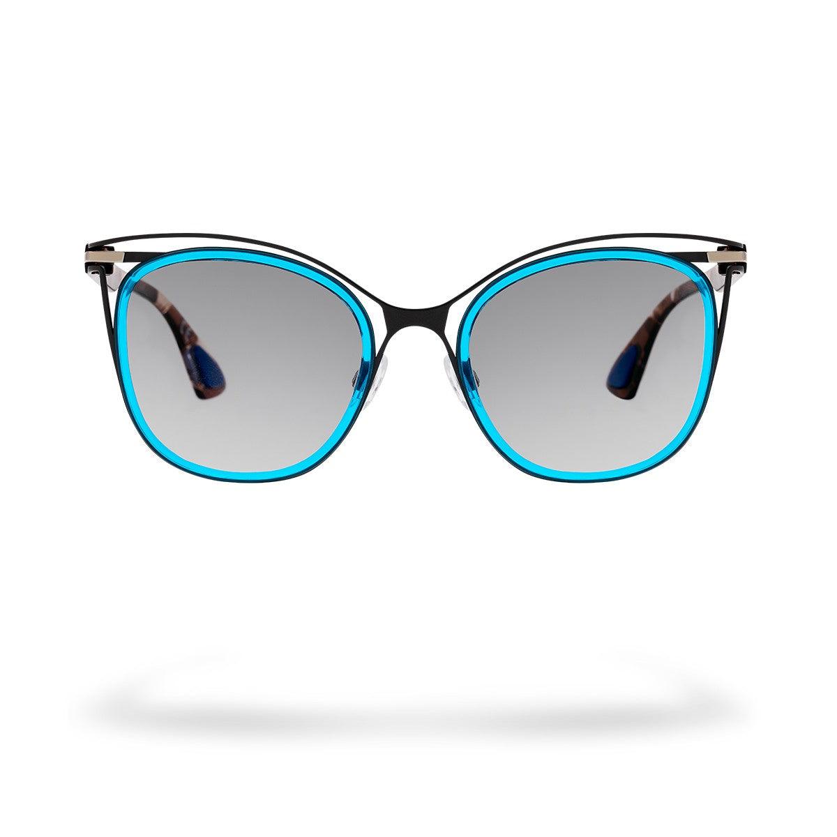 Occhiali da sole eleganti FIJI C4 con montatura nera e dettagli blu della collezione Combined.