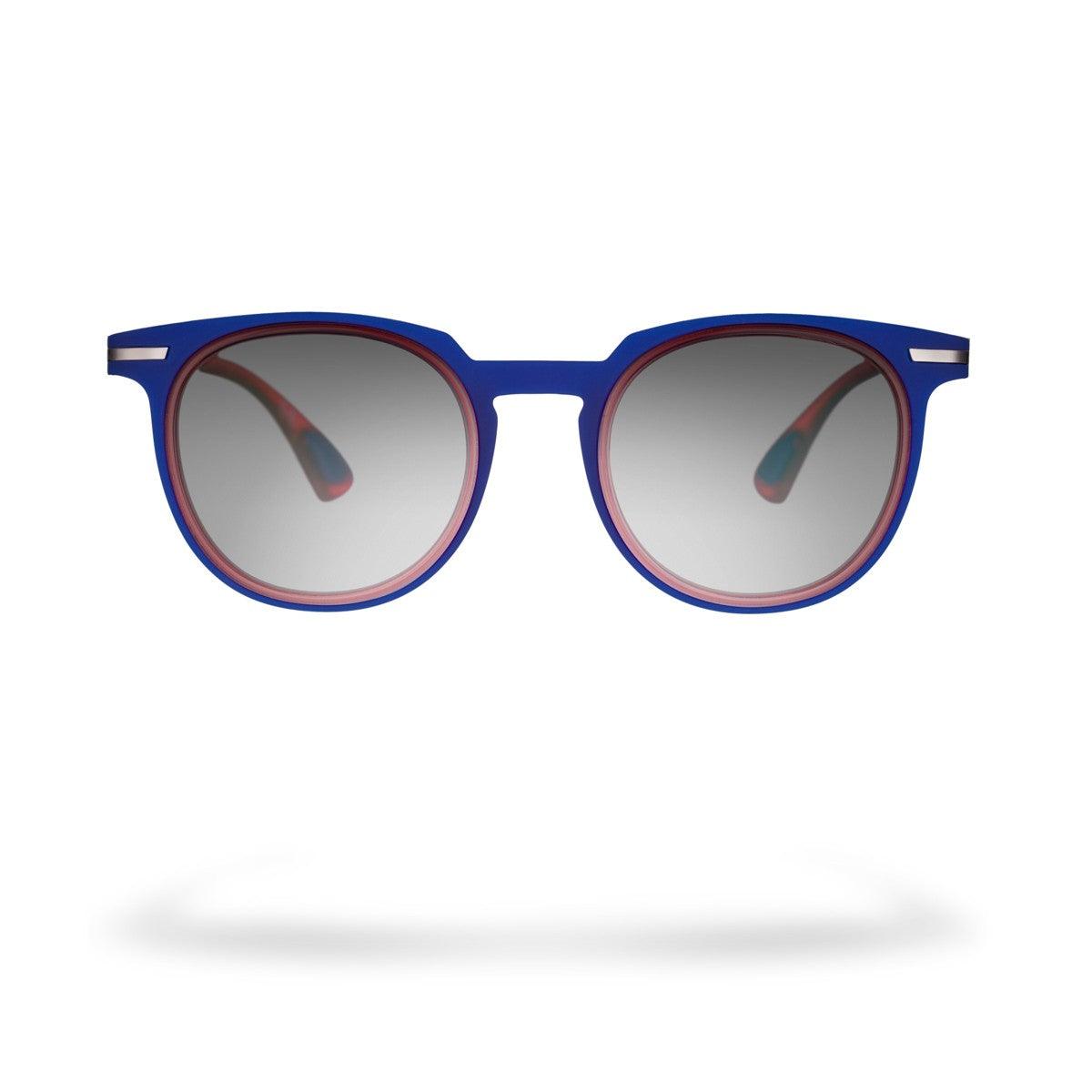 LINO C8 occhiali da sole blu con lenti riflettenti, design leggero ed ergonomico, collezione Frame.