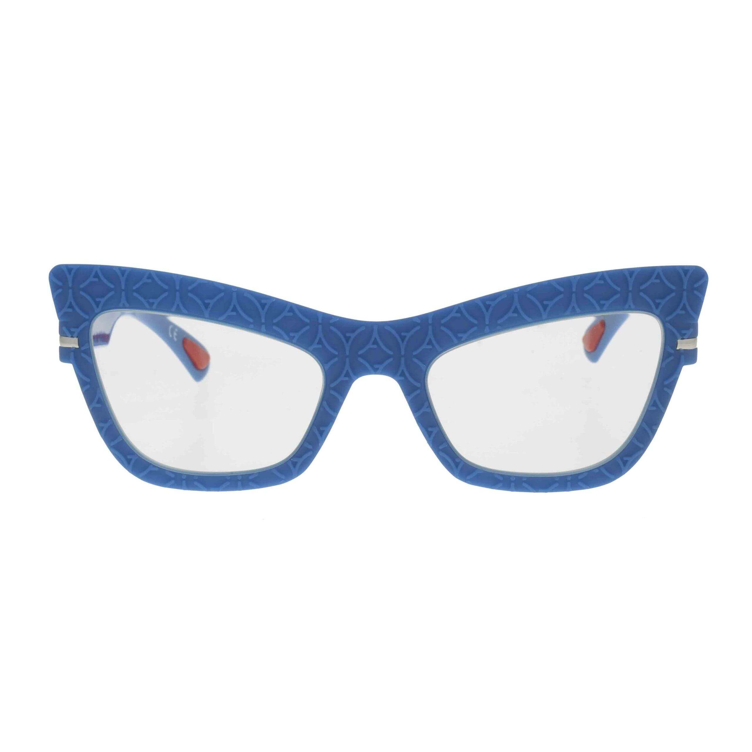 OCchiali LOLA C4 in plastica blu con texture geometrica accattivante, collezione Texture.