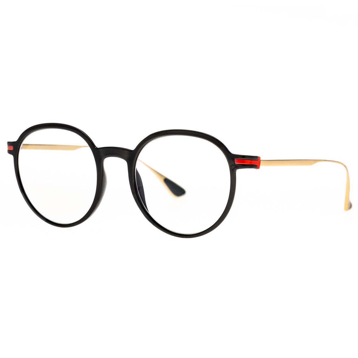 MUNDO C1 occhiali da sole unisex di lusso con frontale nero e aste dorate in titanio, lenti grigie fotocromatiche.