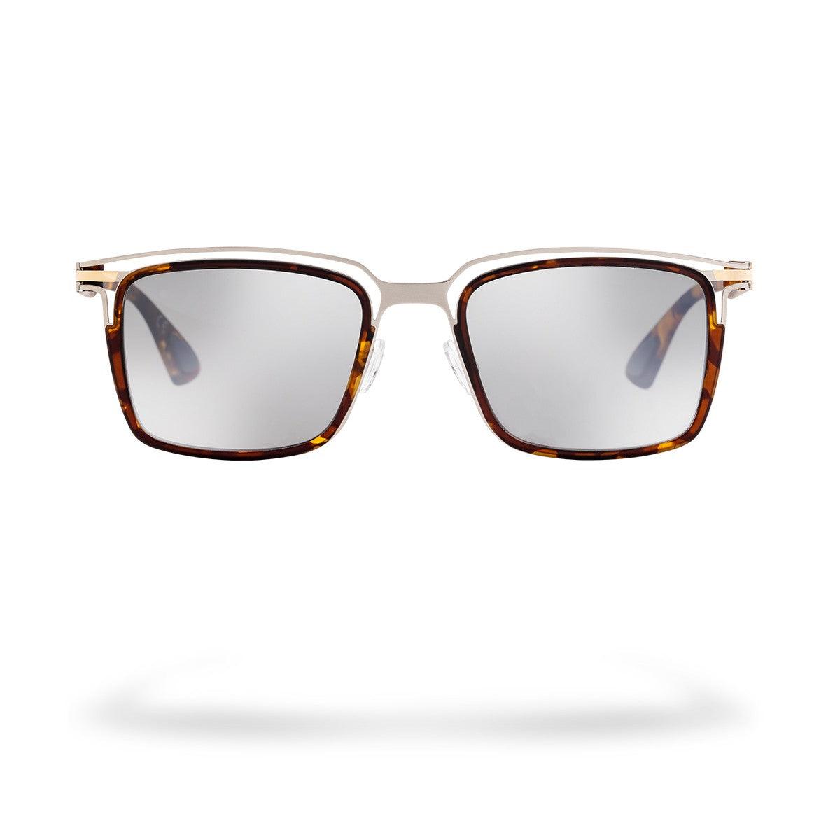 PALAWAN C1 occhiali da sole da uomo con forma rettangolare e frontale grigio, dettagli havana eleganti.