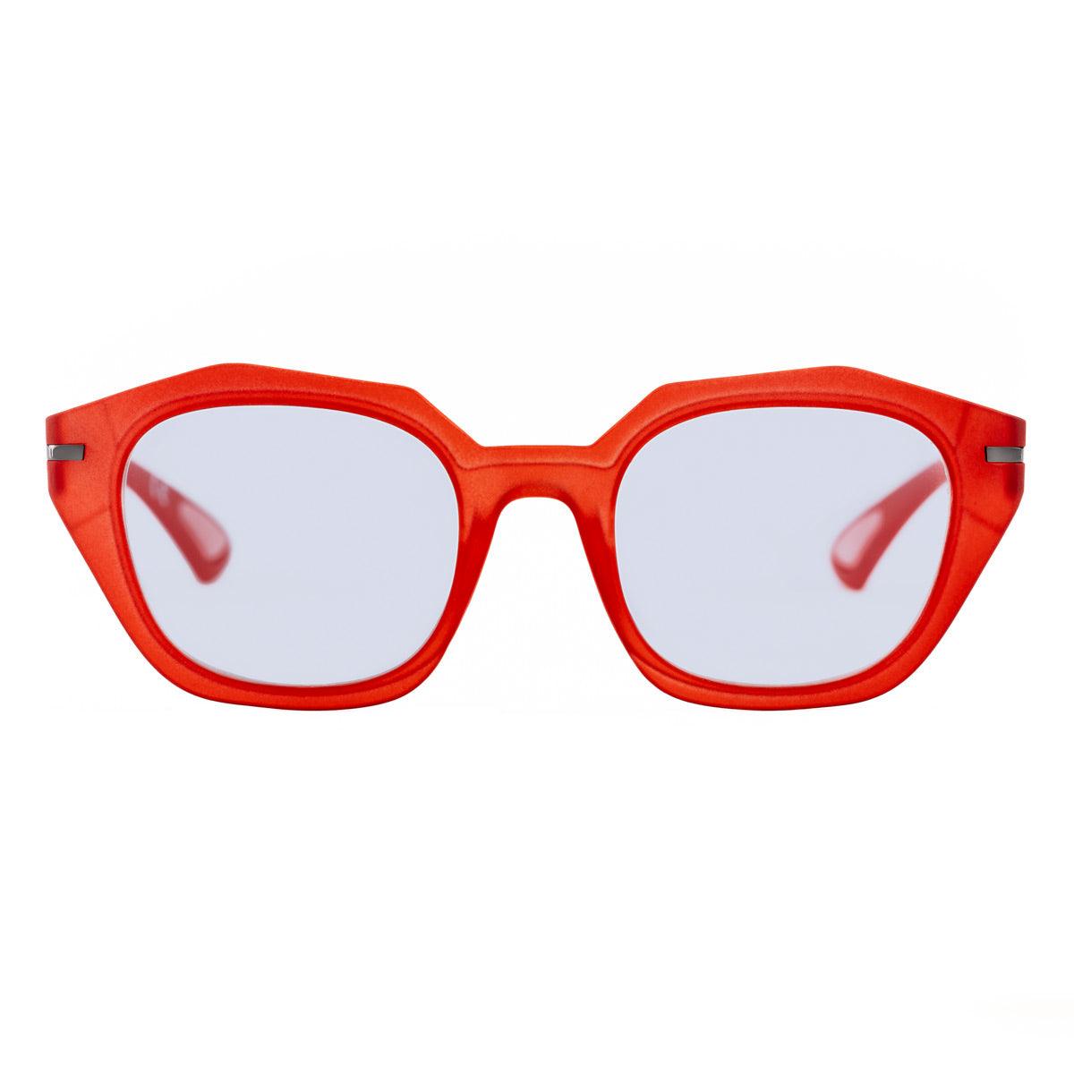 SOFIA C79 bold red sunglasses with soft touch crystal front and glossy red arms, stylish contemporary eyewear.
