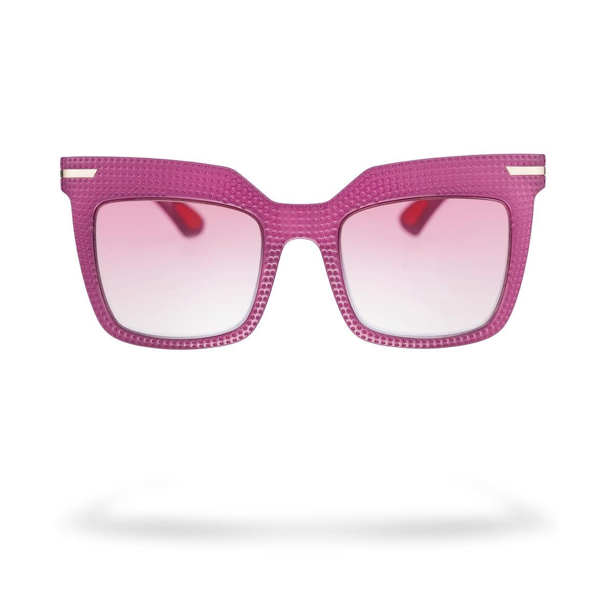 SILVIA C3 BIS occhiali da sole con frontale viola lucido e aste soft touch, unendo stile e comfort.