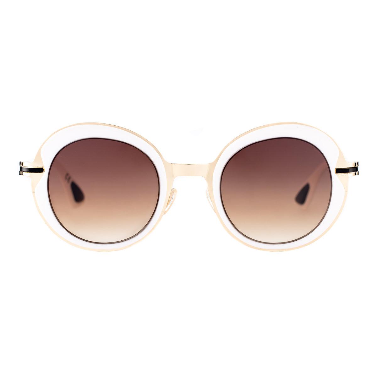 VENICE C2 sunglasses by AirDP Style, featuring a white and gold design with brown gradient lenses.