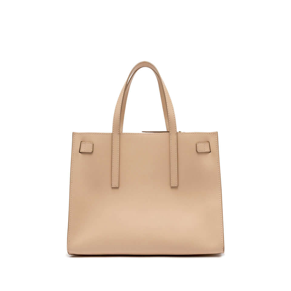 Altea beige leather handbag with two handles, designed for daily use and featuring a detachable inner pocket.