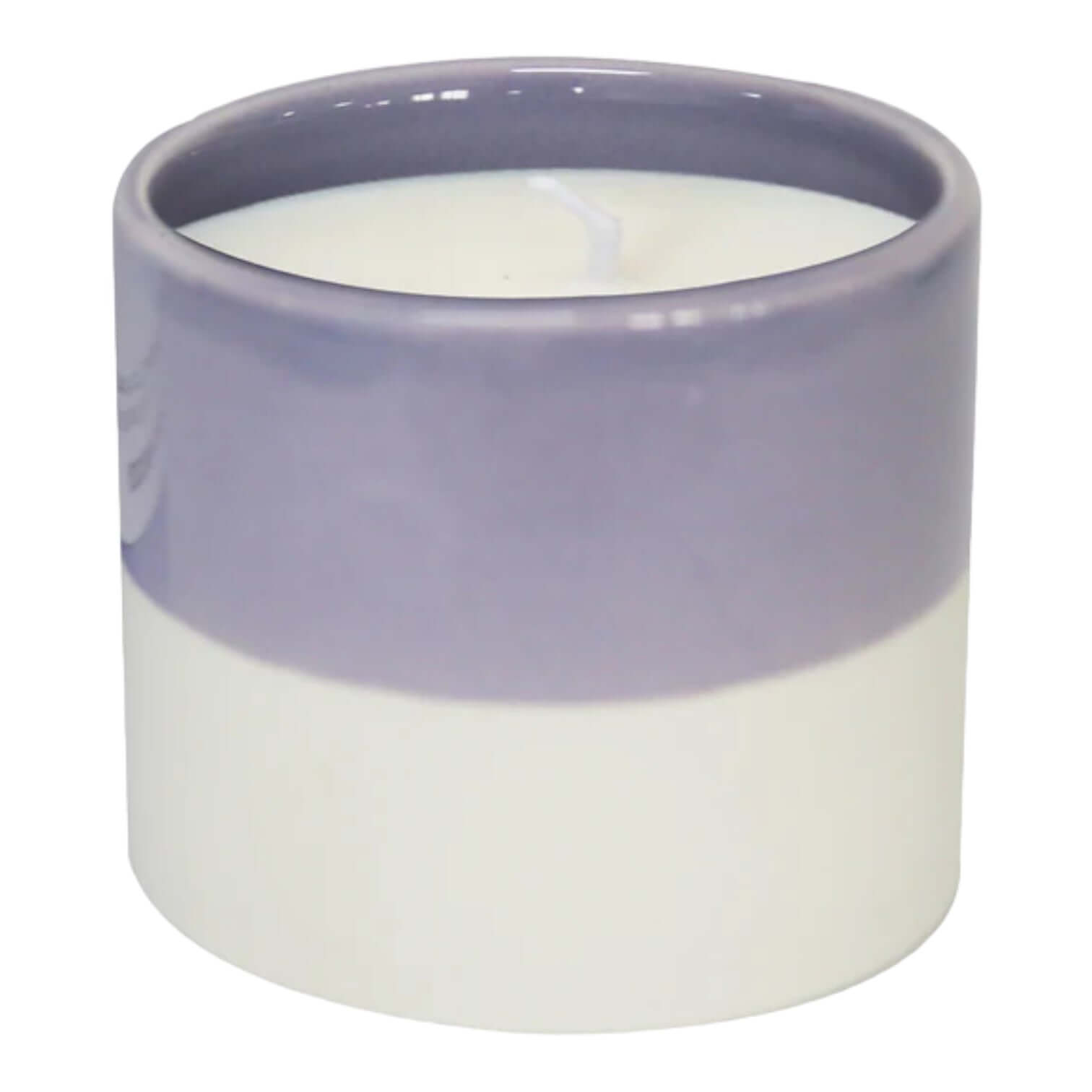 Hand-poured amber and woody scented candle in a stylish ceramic container with glossy and matte finish.